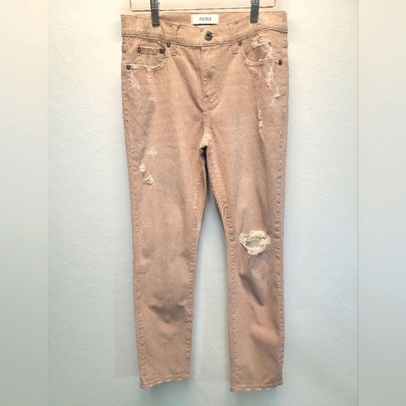 pistola Denim - PISTOLA 27-IN Blush Mid Rise Skinny Distressed denim jean with whiskering